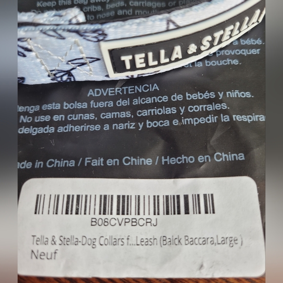 2 /$15 New Tella & Stella Designer Dog Collar Black Baccara Size Large - Picture 9 of 9